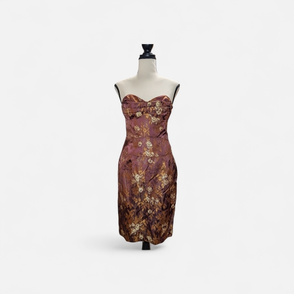 To the Max Strapless Dress in Brown and Gold